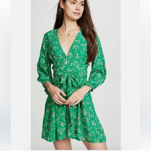 FAITHFULL The Brand Margot Cap Estel Ditsy Floral Dress Sz M 6 Kelly Green - Picture 11 of 11